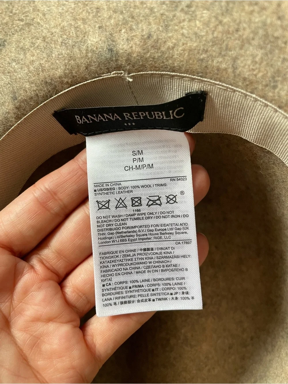 Banana Republic Oat Color Wool Felt Wide Brim Fedora Hat S/M Boho Panama Rancher